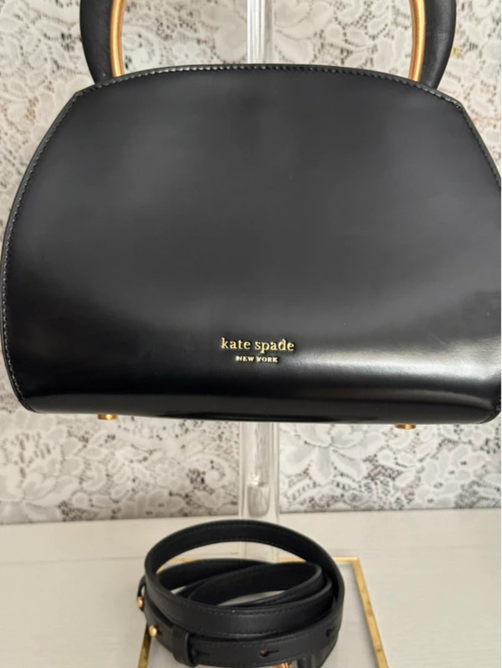 Kate Spade Expo Colorblocked Top Handle Satchel KC937 Black Ivory Leather - Picture 2 of 11